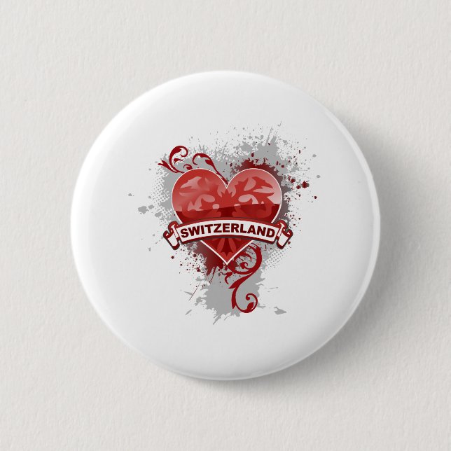 Badge Rond 5 Cm Coeur Suisse (Devant)