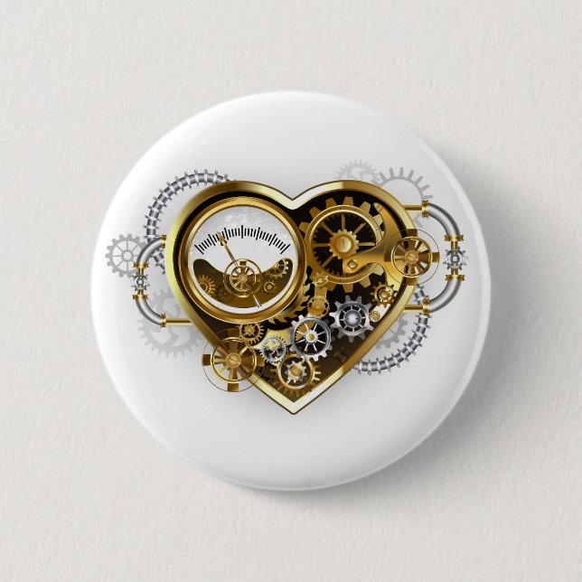 Badge Rond 5 Cm Coeur vapeur avec un manomètre (Devant)