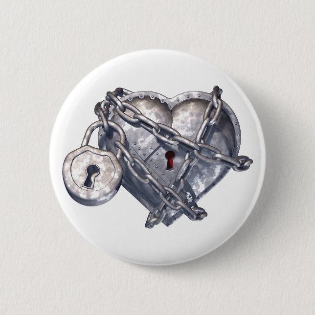 Badge Rond 5 Cm Coeur verrouillé (Devant)