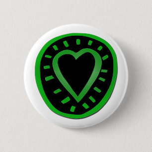 Badge Rond 5 Cm Coeur vert et noir -1-