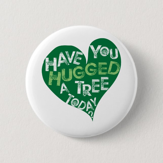 Badge Rond 5 Cm Coeur vert (étreignez un arbre) (Devant)