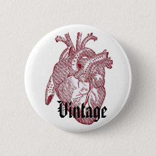 Badge Rond 5 Cm Coeur vintage