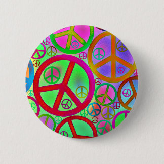 Badge Rond 5 Cm Coeur vintage d'amour de paix