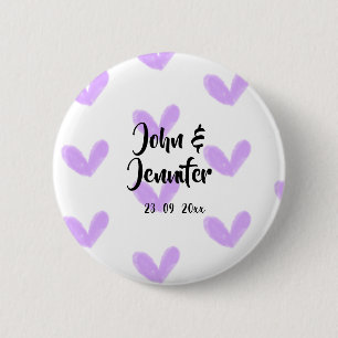 Badge Rond 5 Cm coeur violet aquarelle valentine couple nom da