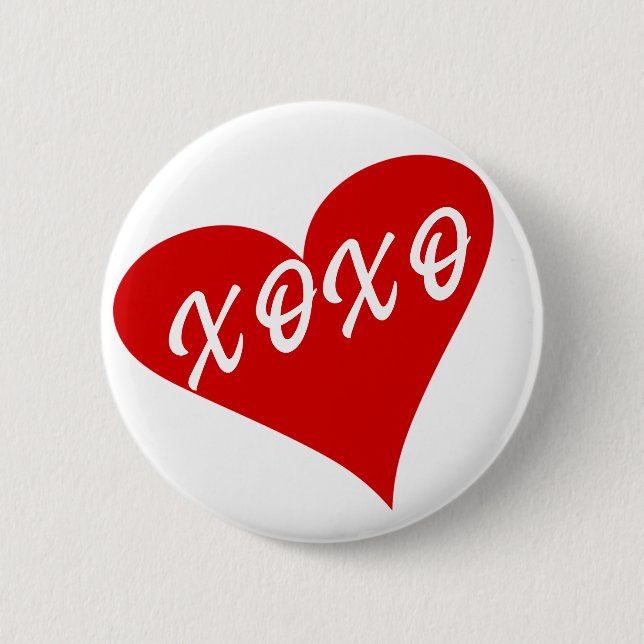 Badge Rond 5 Cm Coeur XOXO Baisers Hugs Pin Saint Valentin (Devant)