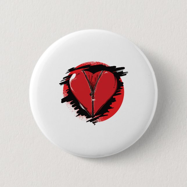 Badge Rond 5 Cm Coeur Zipper (Devant)