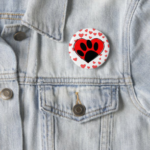 Badge Rond 5 Cm Coeurs Amoureux de les chiens partout
