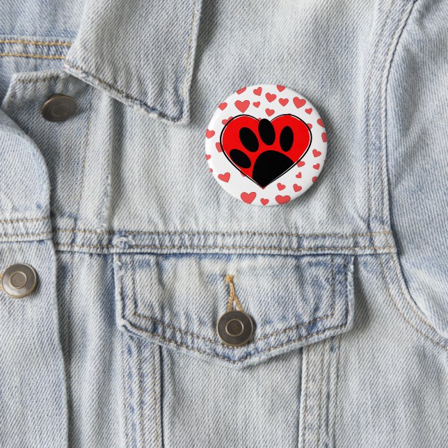 Badge Rond 5 Cm Coeurs Amoureux de les chiens partout (En situation)
