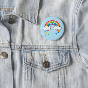 Badge Rond 5 Cm Coeurs Arc-en-ciel colorés Sons Gay Je suis dans