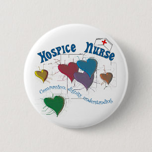 Badge Rond 5 Cm Coeurs colorés multi d'infirmière d'hospice