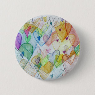 Badge Rond 5 Cm Coeurs communautaires Pendentif d'une épingle ou d