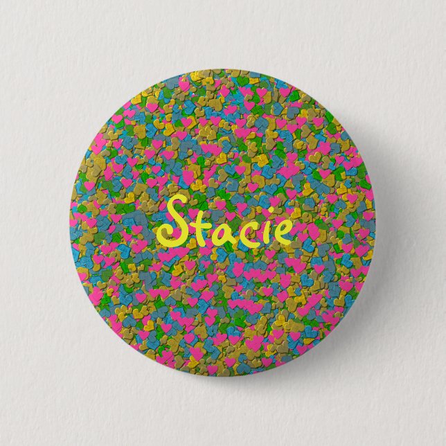 Badge Rond 5 Cm Coeurs Confetti (Devant)