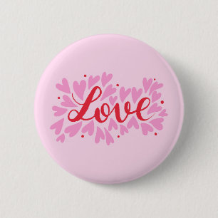 Badge Rond 5 Cm Coeurs d'amour - rose et rouge