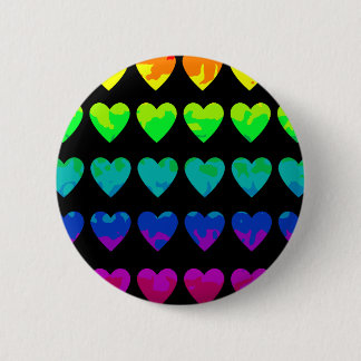 Badge Rond 5 Cm Coeurs d'arc-en-ciel sauvage mignons sur noir