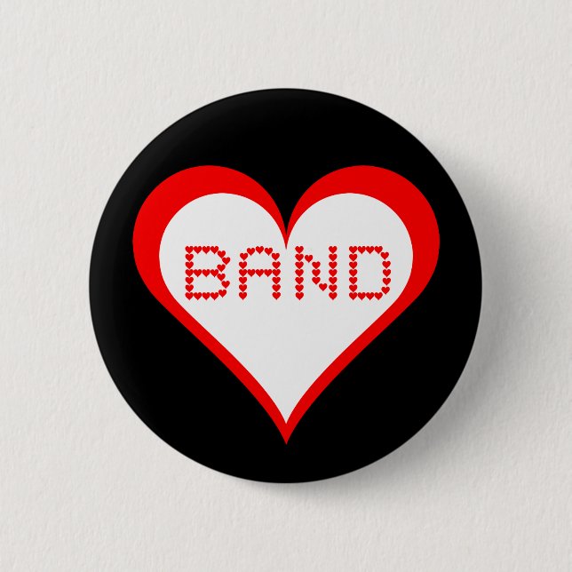 Badge Rond 5 Cm Coeurs de bande (Devant)