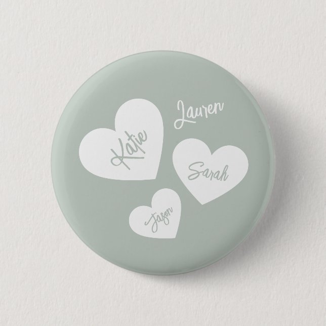 Badge Rond 5 Cm Coeurs de la mère Soft Green (Devant)