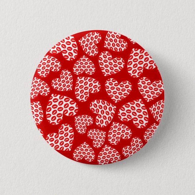 Badge Rond 5 Cm Coeurs de lèvres Kissy personnalisables (Devant)