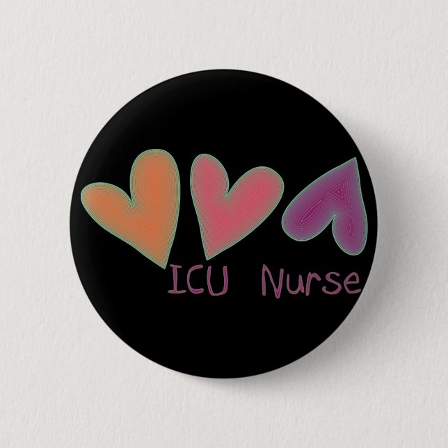 Badge Rond 5 Cm Coeurs de l'infirmière 3 d'ICU (Devant)