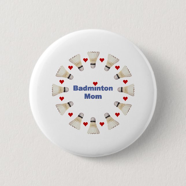 Badge Rond 5 Cm Coeurs de maman de badminton (Devant)