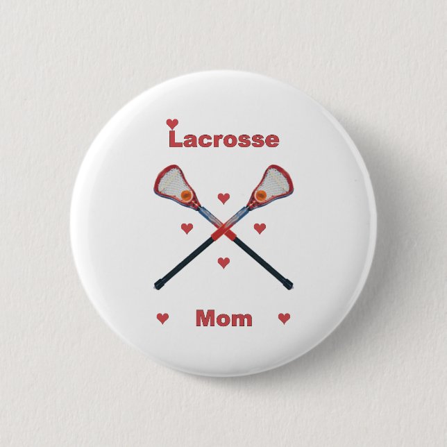 Badge Rond 5 Cm Coeurs de maman de lacrosse (Devant)