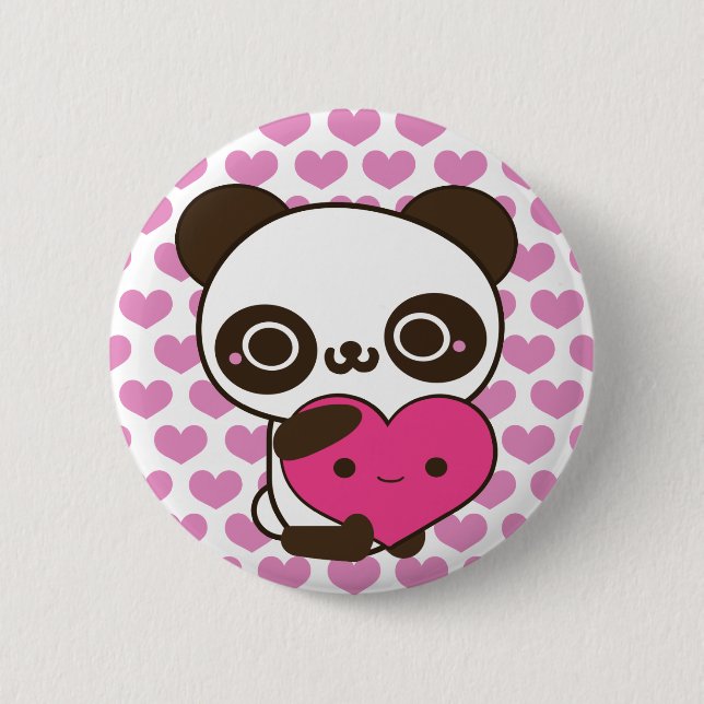 Badge Rond 5 Cm Coeurs de panda (Devant)