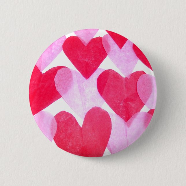 Badge Rond 5 Cm Coeurs de papier (Devant)