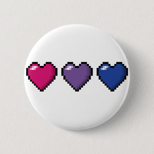 Badge Rond 5 Cm Coeurs de pixels bisexuels