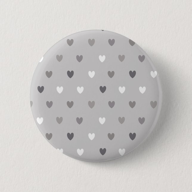 Badge Rond 5 Cm Coeurs de polka minuscules dans les tons gris (Devant)