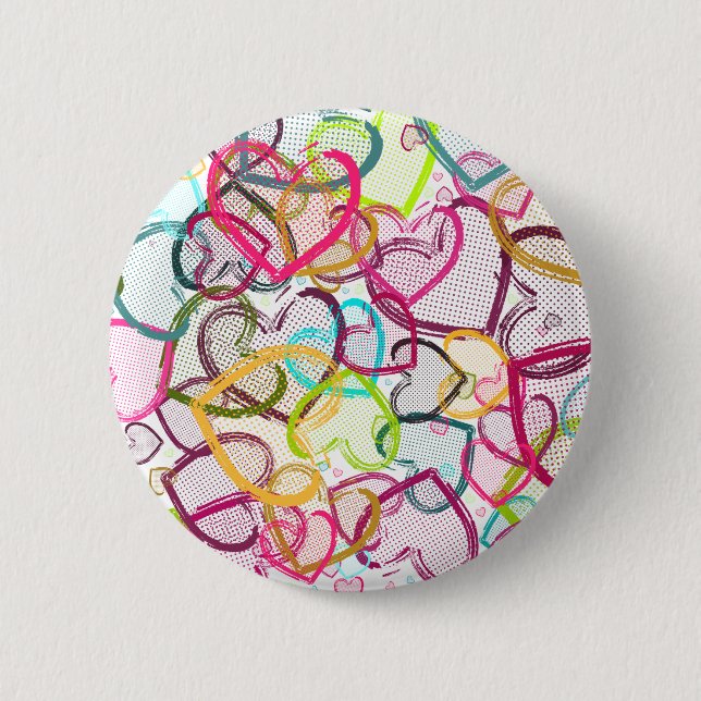 Badge Rond 5 Cm Coeurs de sucrerie (Devant)