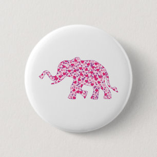 Badge Rond 5 Cm Coeurs d'éléphant rose et pourpre