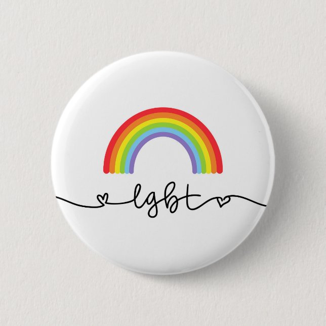 Badge Rond 5 Cm Coeurs et arcs-en-ciel LGBT (Devant)