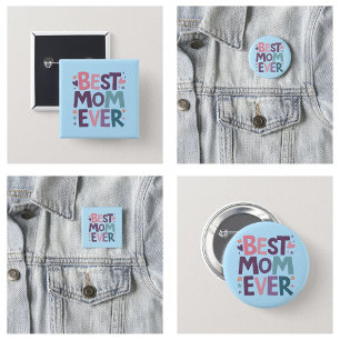 Badge Rond 5 Cm Cœurs mignons et fleurs Meilleure Maman de tous le