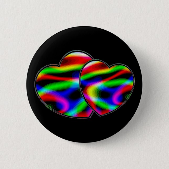 Badge Rond 5 Cm Coeurs Neon Aurora (Devant)