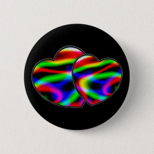 Badge Rond 5 Cm Coeurs Neon Aurora