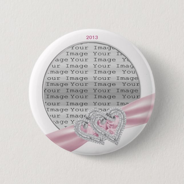 Badge Rond 5 Cm Coeurs personnalisés Bouton de ruban rose pastel (Devant)