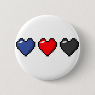 Badge Rond 5 Cm Coeurs pixels polyamores