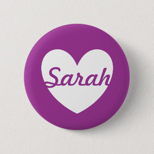 Badge Rond 5 Cm Coeurs polka blanc sur violet