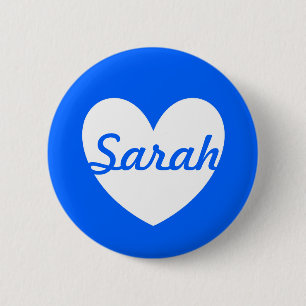 Badge Rond 5 Cm Coeurs polka blancs sur bleu