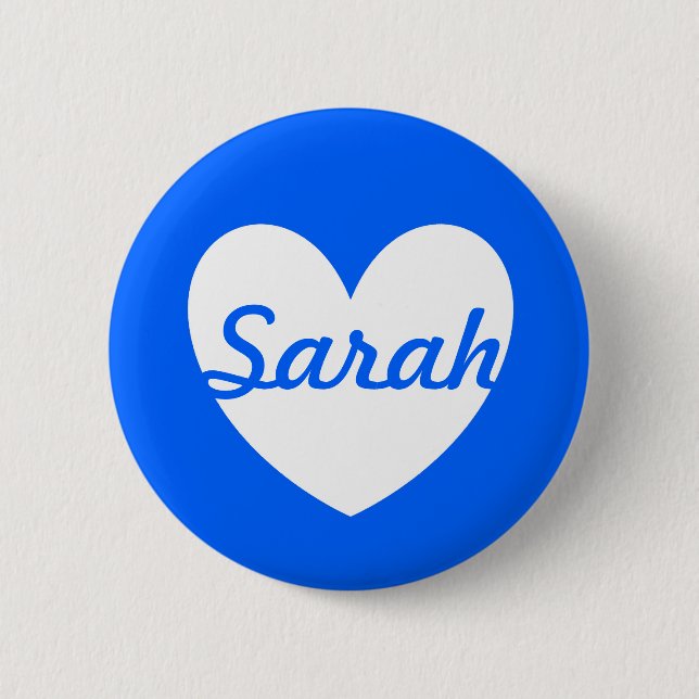 Badge Rond 5 Cm Coeurs polka blancs sur bleu (Devant)