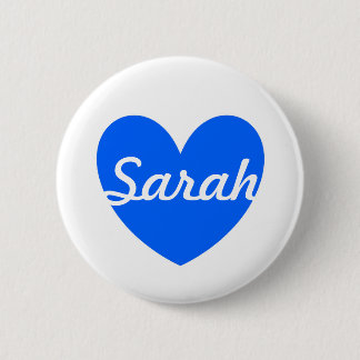 Badge Rond 5 Cm Coeurs polka bleu sur blanc