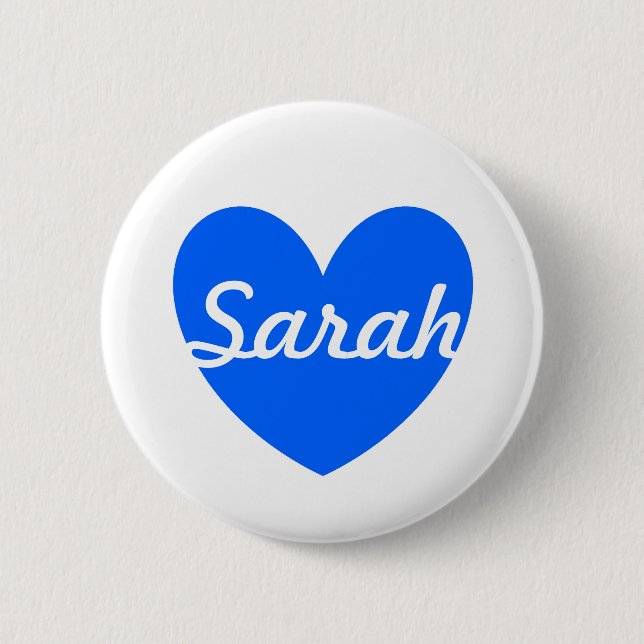 Badge Rond 5 Cm Coeurs polka bleu sur blanc (Devant)