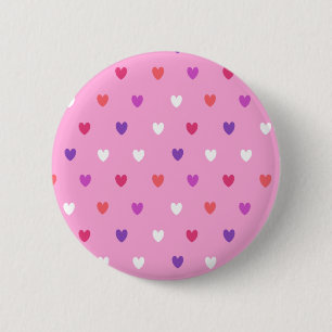 Badge Rond 5 Cm Coeurs polka rose