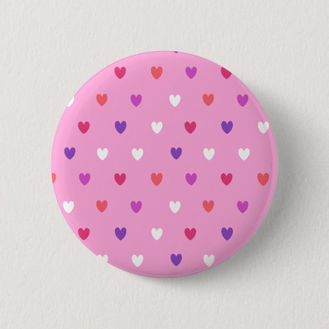 Badge Rond 5 Cm Coeurs polka rose (Devant)