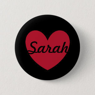 Badge Rond 5 Cm Coeurs polka rouge sur noir
