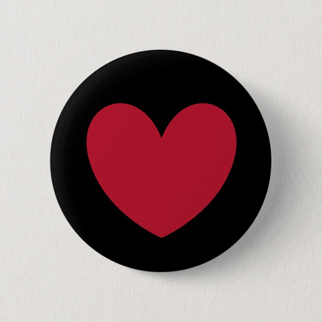 Badge Rond 5 Cm Coeurs polka rouge sur noir (Devant)