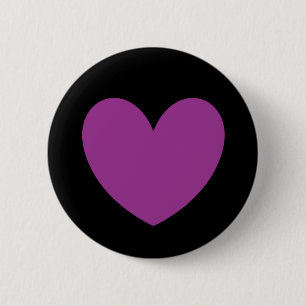 Badge Rond 5 Cm Coeurs polka violet sur noir