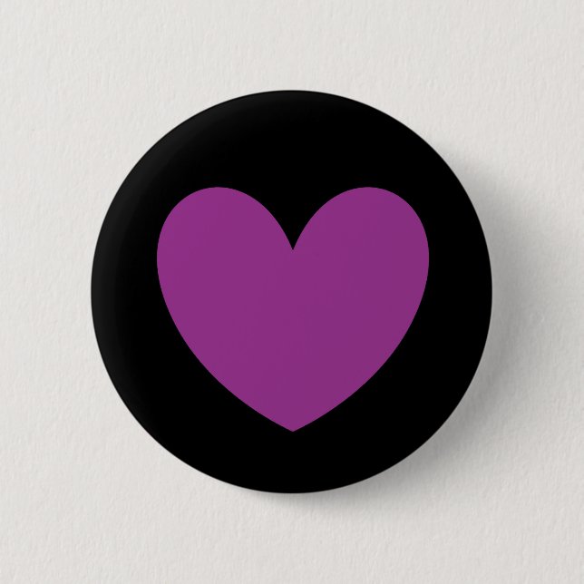 Badge Rond 5 Cm Coeurs polka violet sur noir (Devant)