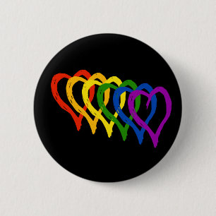Badge Rond 5 Cm Coeurs posés par arc-en-ciel de gay pride de