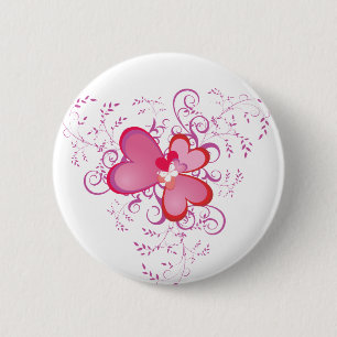 Badge Rond 5 Cm Coeurs roses