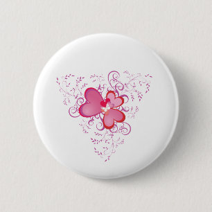 Badge Rond 5 Cm Coeurs roses